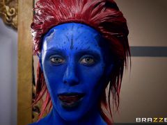nicole gets fucked by two men while disguised as mystique