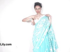 horny indian housewife in sari dancing to strip naked in this hd homemade porn
